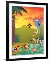 Sundown at the Water Hole - Jack & Jill-Gary LaCoste-Framed Giclee Print