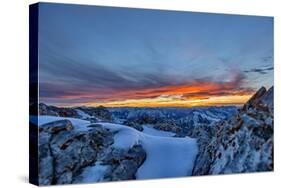 Sundown at Watzmann with Steinernes Meer, Loferer Steinberge, Central Alps-Stefan Sassenrath-Stretched Canvas