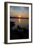 Sundown, Lelang Lake, boat, Dalsland, Götaland, Sweden-Andrea Lang-Framed Photographic Print