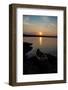 Sundown, Lelang Lake, boat, Dalsland, Götaland, Sweden-Andrea Lang-Framed Photographic Print