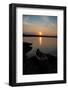 Sundown, Lelang Lake, boat, Dalsland, Götaland, Sweden-Andrea Lang-Framed Photographic Print