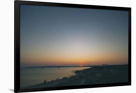 Sundown on the beach of Mitjorn with view to the Mola, Formentera,-Nadja Jacke-Framed Photographic Print
