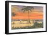 Sundown on the Beach, Santa Barbara, California-null-Framed Art Print