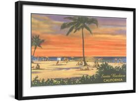 Sundown on the Beach, Santa Barbara, California-null-Framed Art Print