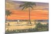 Sundown on the Beach, Santa Barbara, California-null-Mounted Art Print
