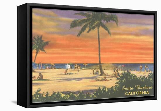 Sundown on the Beach, Santa Barbara, California-null-Framed Stretched Canvas