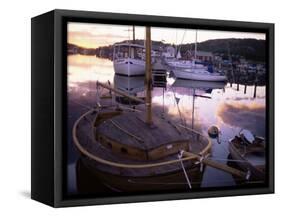 Sundown Over South Harbour, Hamburgsund, Bohuslan, Sweden, Scandinavia, Europe-Kim Hart-Framed Stretched Canvas