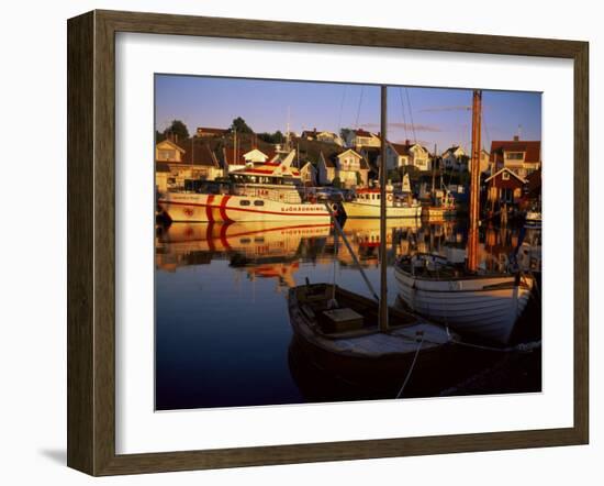 Sundown Over South Harbour, Village of Fjallbacka, Bohuslan, Sweden, Scandinavia-Kim Hart-Framed Photographic Print