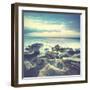 Sundown over the Ocean. Water in Motion Blur. Instagram Style Toned Image-Zoom-zoom-Framed Photographic Print