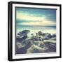 Sundown over the Ocean. Water in Motion Blur. Instagram Style Toned Image-Zoom-zoom-Framed Photographic Print