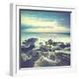 Sundown over the Ocean. Water in Motion Blur. Instagram Style Toned Image-Zoom-zoom-Framed Photographic Print