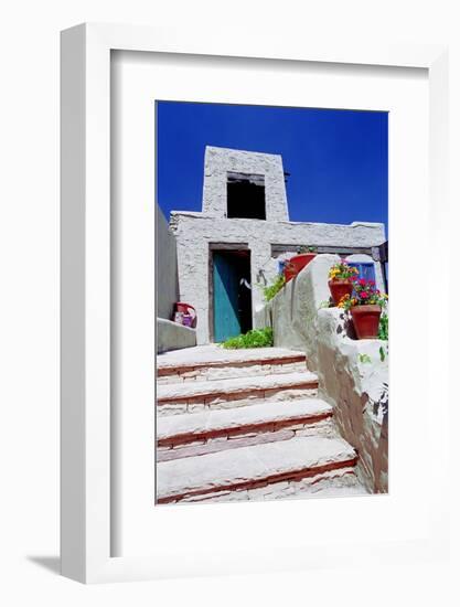 Sundrenched Adobe House, Santa Fe, New Mexico-George Oze-Framed Photographic Print