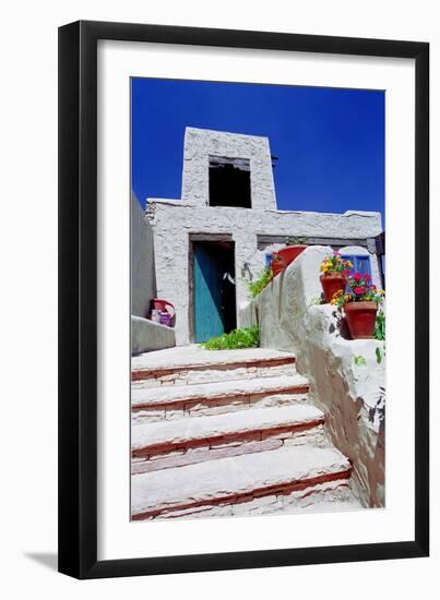 Sundrenched Adobe House, Santa Fe, New Mexico-George Oze-Framed Photographic Print