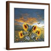 Sunflower And Bird-Ata Alishahi-Framed Giclee Print