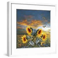 Sunflower And Bird-Ata Alishahi-Framed Giclee Print