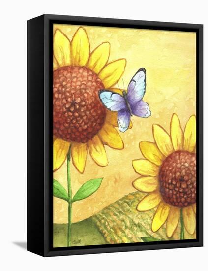 Sunflower and Butterfly-Melinda Hipsher-Framed Stretched Canvas