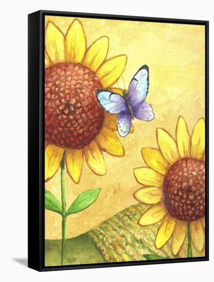 Sunflower and Butterfly-Melinda Hipsher-Framed Stretched Canvas