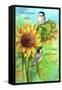Sunflower and Chickadee-Melinda Hipsher-Framed Stretched Canvas