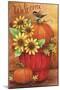 Sunflower And Pumpkin Red Basket Welcome 2-Melinda Hipsher-Mounted Giclee Print