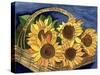Sunflower Basket-Cheryl Bartley-Stretched Canvas