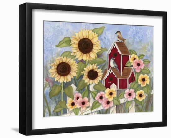 Sunflower Birdhouse-Tracy Miller-Framed Giclee Print