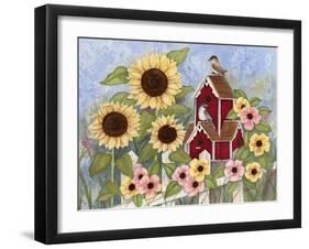 Sunflower Birdhouse-Tracy Miller-Framed Giclee Print