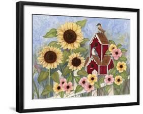 Sunflower Birdhouse-Tracy Miller-Framed Giclee Print