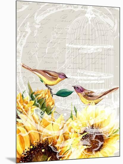 Sunflower Birds I-Irina Trzaskos Studios-Mounted Giclee Print