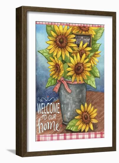Sunflower Bucket Welcome To Our Home-Melinda Hipsher-Framed Giclee Print