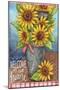 Sunflower Bucket Welcome To Our Home-Melinda Hipsher-Mounted Giclee Print