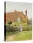 Sunflower Cottage-Helen Allingham-Stretched Canvas