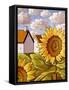 Sunflower & Cottages Scenic View-Cathy Horvath-Buchanan-Framed Stretched Canvas