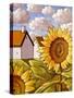 Sunflower & Cottages Scenic View-Cathy Horvath-Buchanan-Stretched Canvas