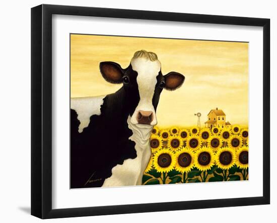 Sunflower Cow-Lowell Herrero-Framed Art Print