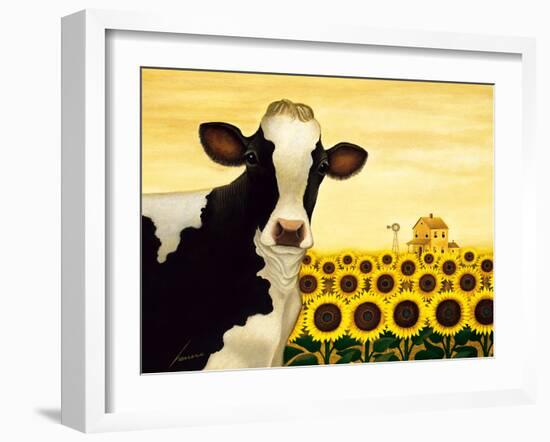 Sunflower Cow-Lowell Herrero-Framed Art Print