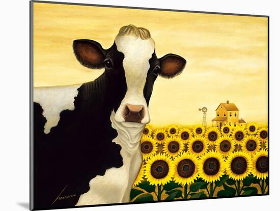 Sunflower Cow-Lowell Herrero-Mounted Art Print