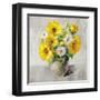 Sunflower Still Life I on Gray-Danhui Nai-Framed Art Print