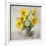 Sunflower Still Life I on Gray-Danhui Nai-Framed Art Print