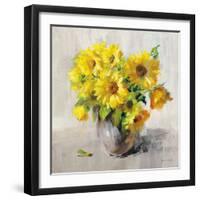 Sunflower Still Life II on Gray-Danhui Nai-Framed Art Print