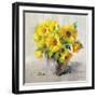 Sunflower Still Life II on Gray-Danhui Nai-Framed Art Print