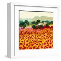 Sunflower Sunset, Tuscany-Hazel Barker-Framed Art Print