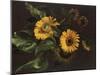 Sunflowers, 1839 (Oil on Canvas)-Louis-Apollinaire Sicard-Mounted Giclee Print