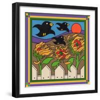 Sunflowers 3 with Kernel and Friends-Denny Driver-Framed Giclee Print