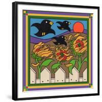 Sunflowers 3 with Kernel and Friends-Denny Driver-Framed Giclee Print