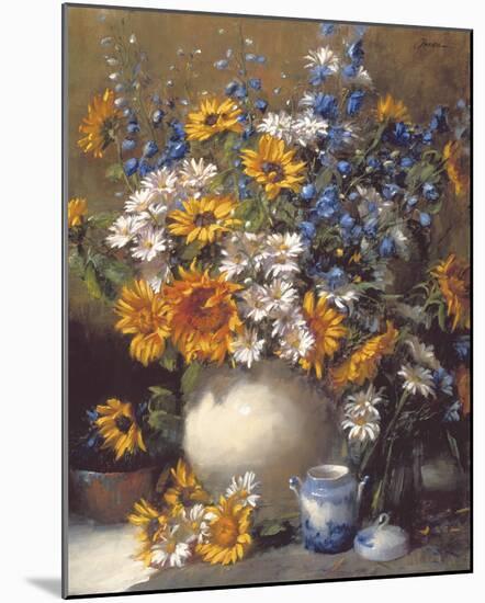 Sunflowers and Daisies-Frank Janca-Mounted Giclee Print