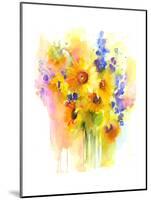 Sunflowers and Delphinium, 2016-John Keeling-Mounted Giclee Print