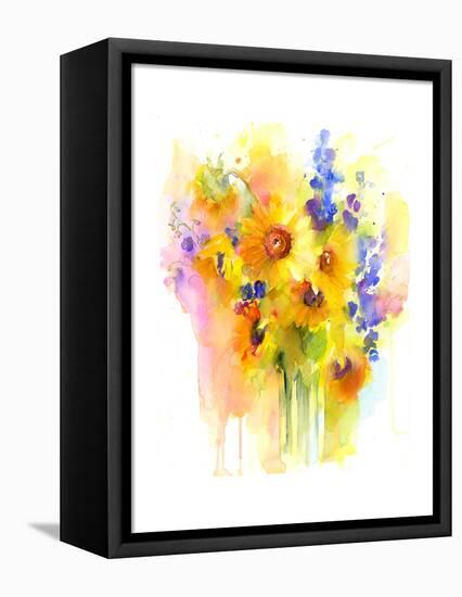 Sunflowers and Delphinium, 2016-John Keeling-Framed Stretched Canvas