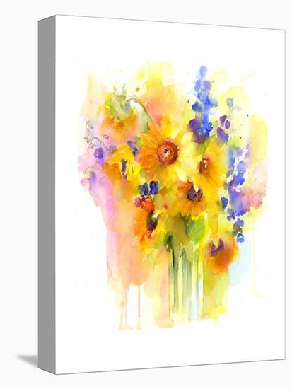 Sunflowers and Delphinium, 2016-John Keeling-Stretched Canvas