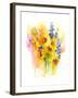 Sunflowers and Delphinium, 2016-John Keeling-Framed Giclee Print