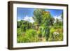 Sunflowers and Garden-Robert Goldwitz-Framed Giclee Print